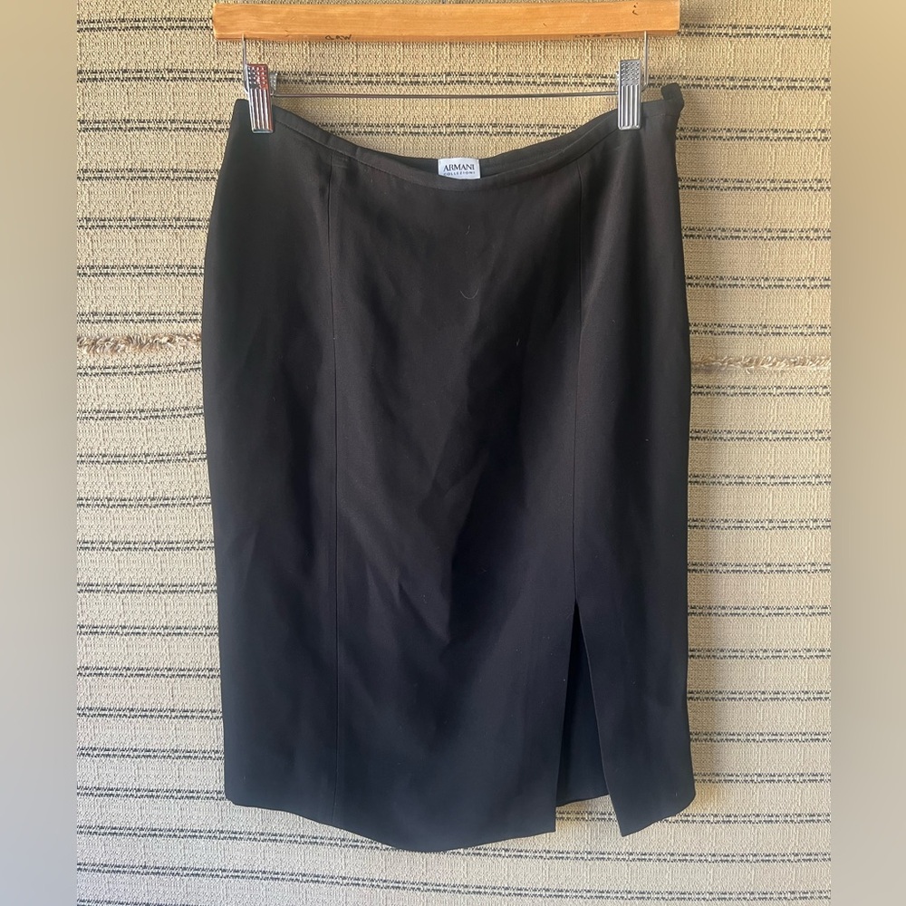 Armani Collezioni Black Pencil Skirt with Slit